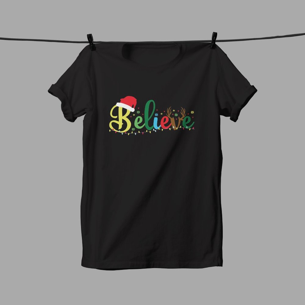Believe Christmas Design T-Shirt